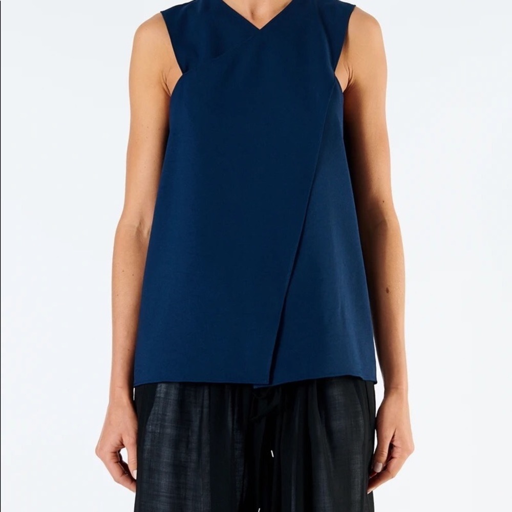 TIBI Navy Chalky Drape Wrap Top - 00 - NWT